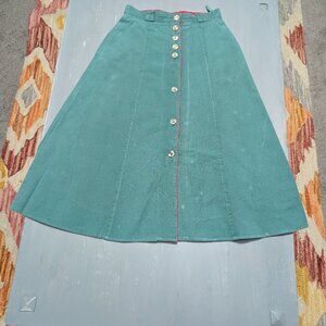 Alphorn A-Line Button Front Midi Skirt | Vintage-Inspired High-Waisted Skirt